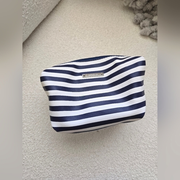 Stella & Dot, Navy and White Striped Makeup Poof - Picture 1 of 10